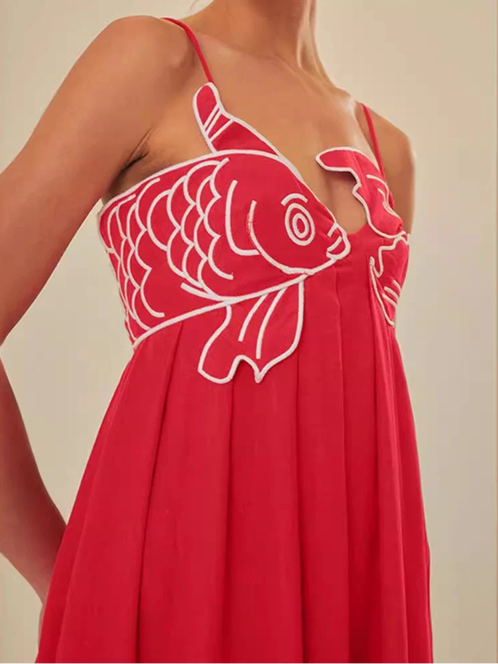 FARM Rio Red Fish Top Maxi Dress Medium - Picture 2 of 8